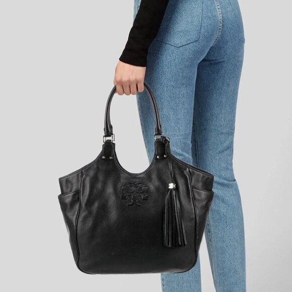 Black Leather Thea Tote - Picture 2 of 6